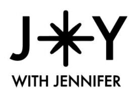 A logo for Joy with Jennifer, a spark joy Marie Kondo professional organizer